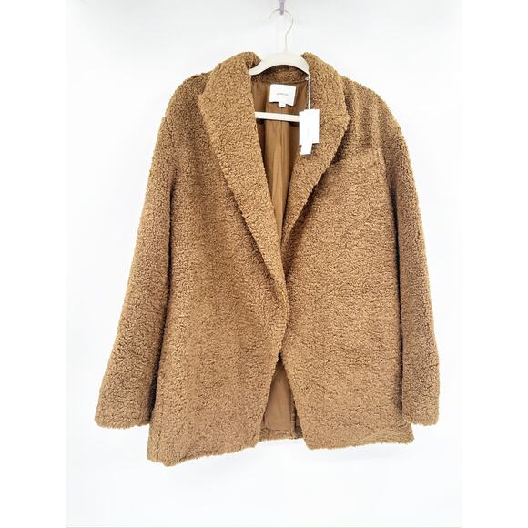 Vince Brown Oversized Faux Fur Blazer Coat Size Large NWT - Picture 2 of 7